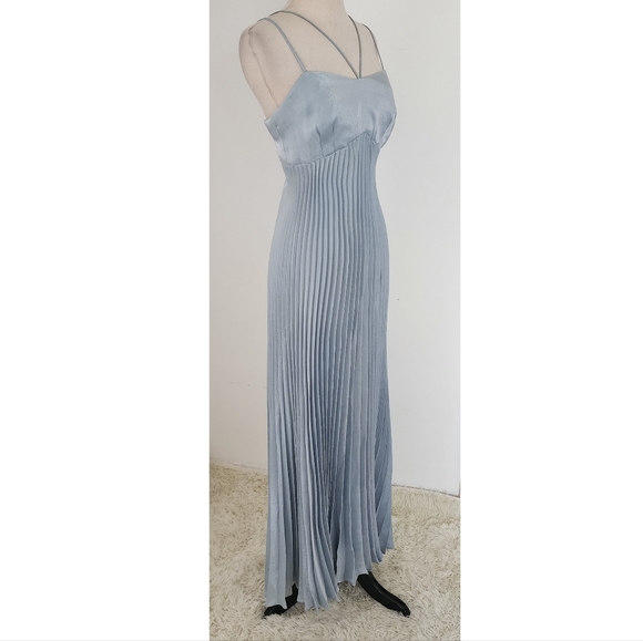 Vintage Steppin' Out Icy Blue Accordian Pleat Evening Gown - Picture 4 of 8